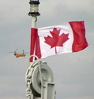 Canadian Flag flying off the stern of the Wolfe Islander III